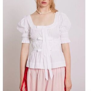 NWT Damson Madder Bianca Ruffle Bow Blouse